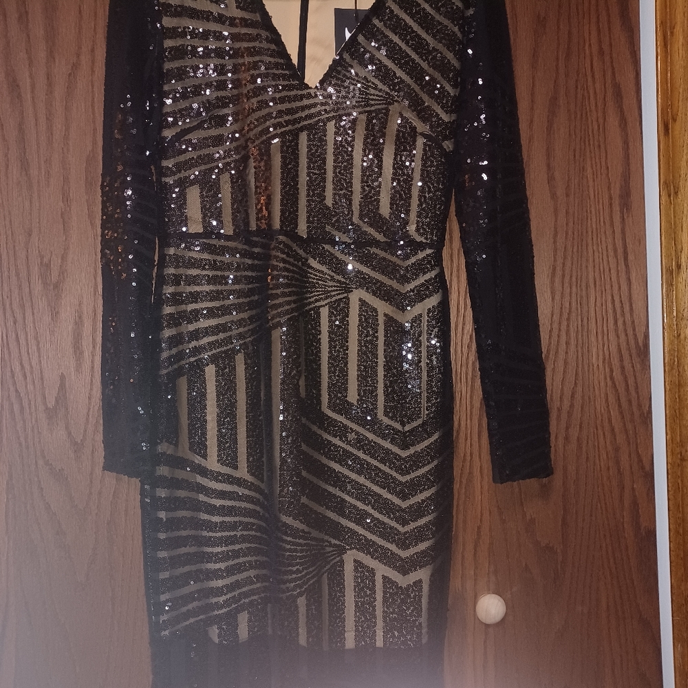 Black sequin cocktail dress
